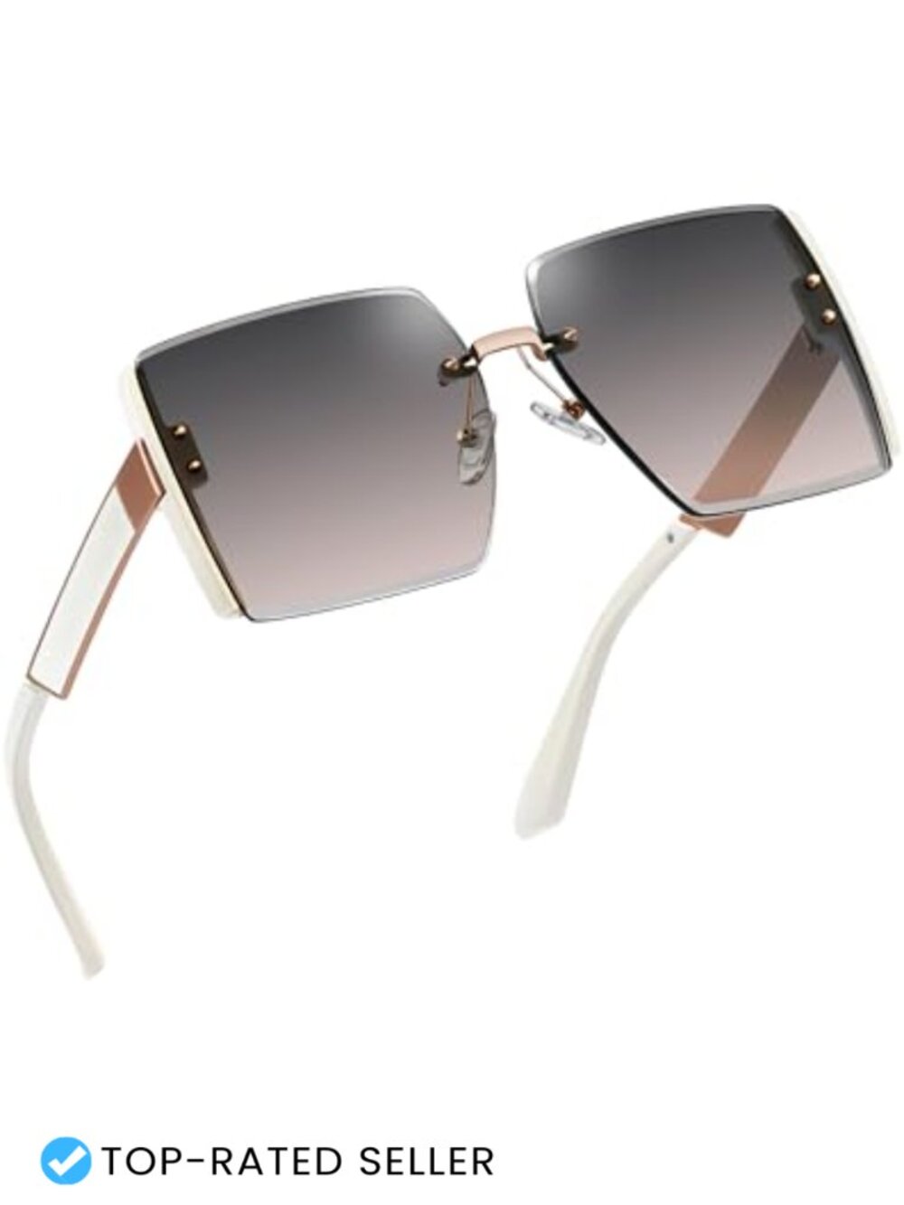 Oversized Rimless Sunglasses Square UV400 Protection for Women